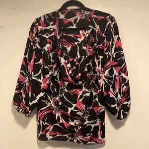 Anne Klein -100% silk -cowl neck blouse - beautiful vibrant colors. EUC